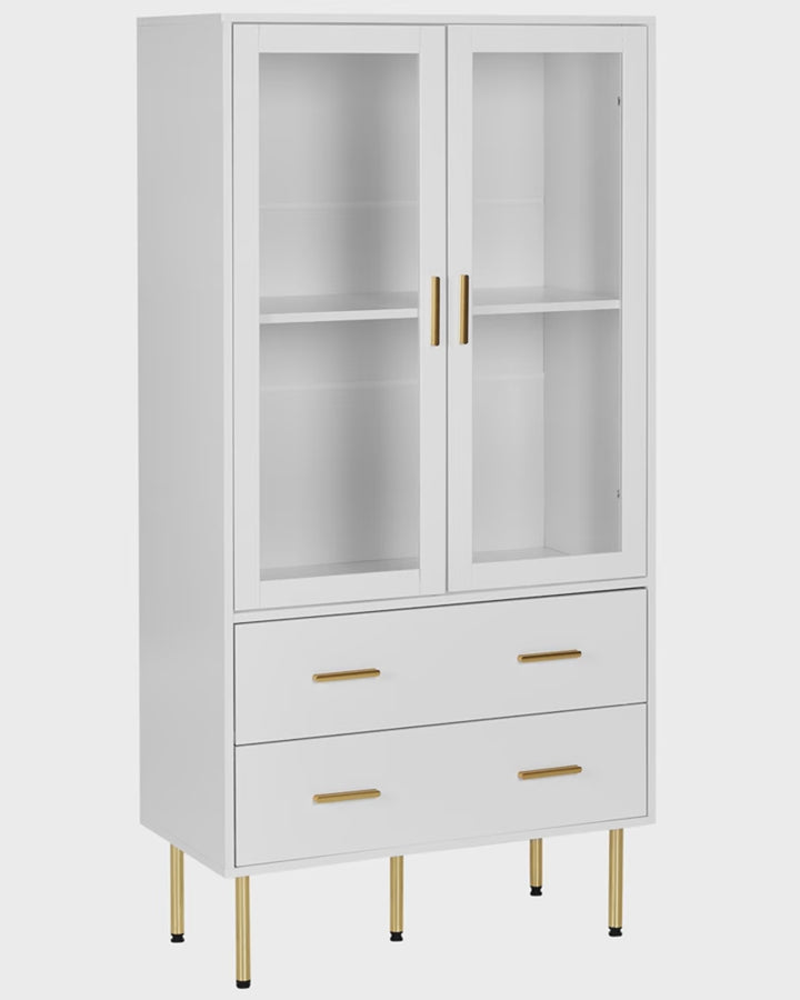 Glass Display Cabinet 80 cm White Sonata