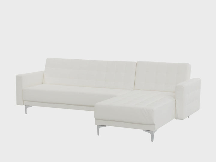 Aberdeen Left Hand Faux Leather Corner Sofa White