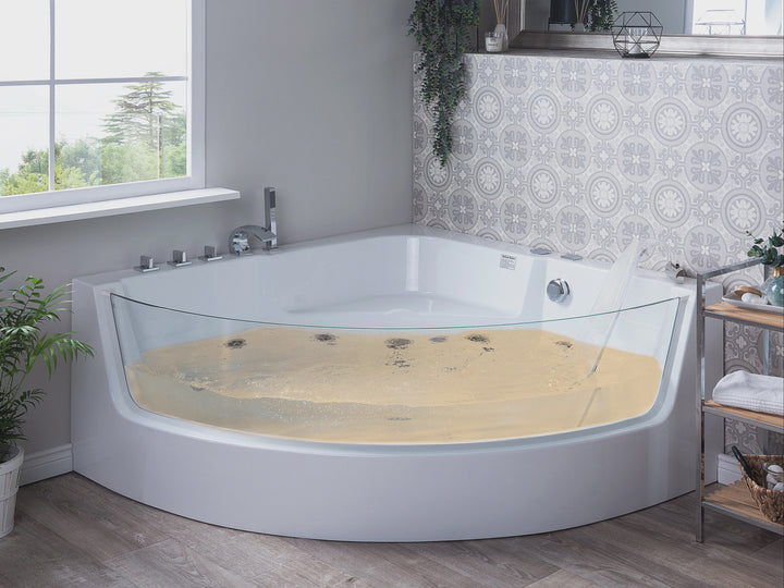 Whirlpool Bath with LED 1900 x 1350 mm White Marina