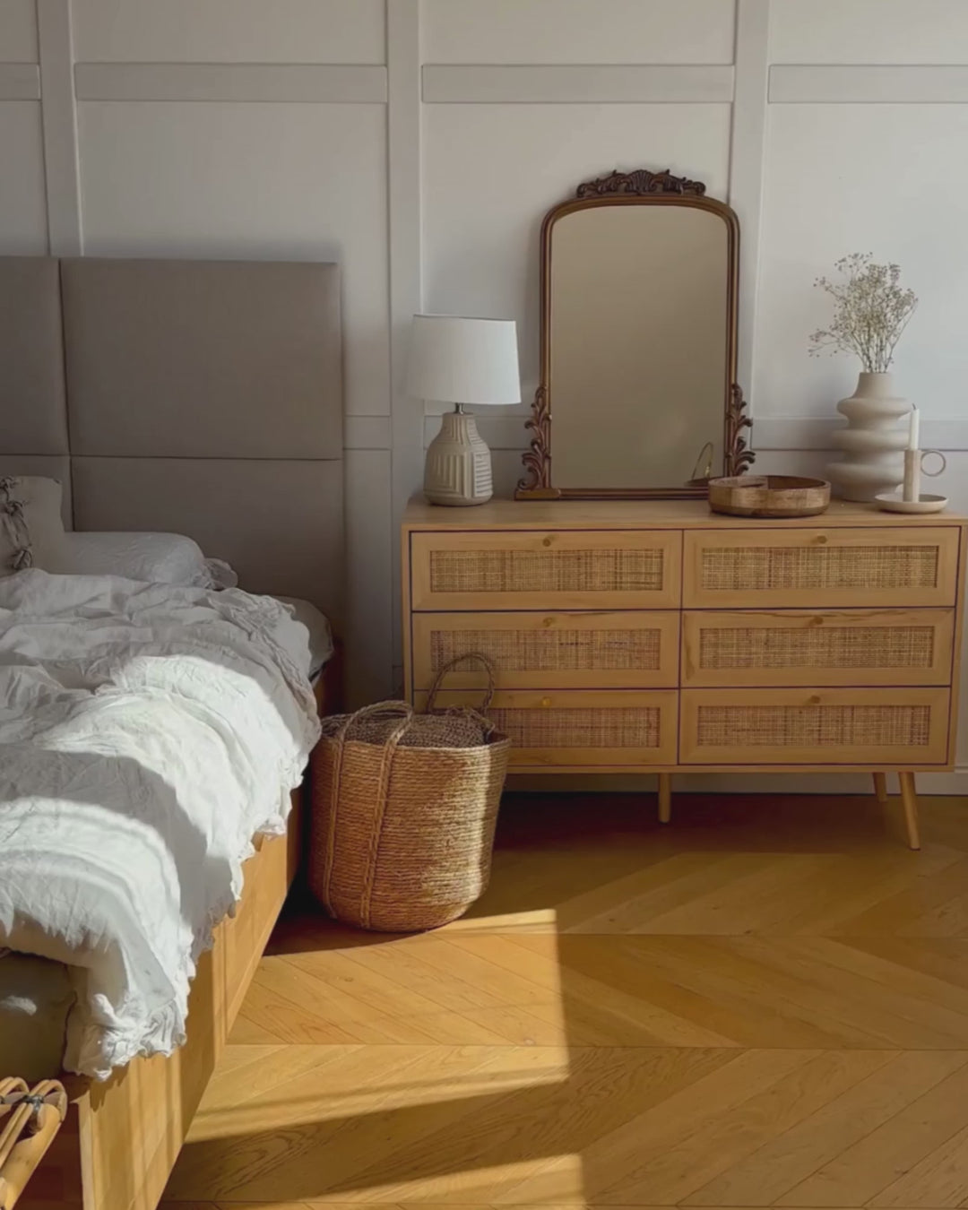6 Drawer Chest Rattan Light Brown Caistor