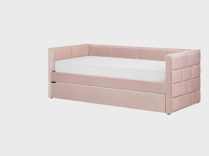 Velvet EU Single Trundle Bed Pink Chavonne