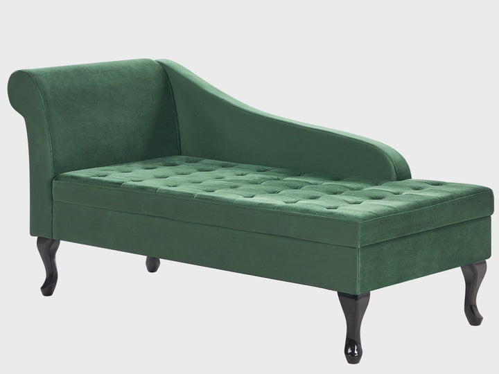 Pessac Left Hand Velvet Chaise Lounge with Storage Dark Green