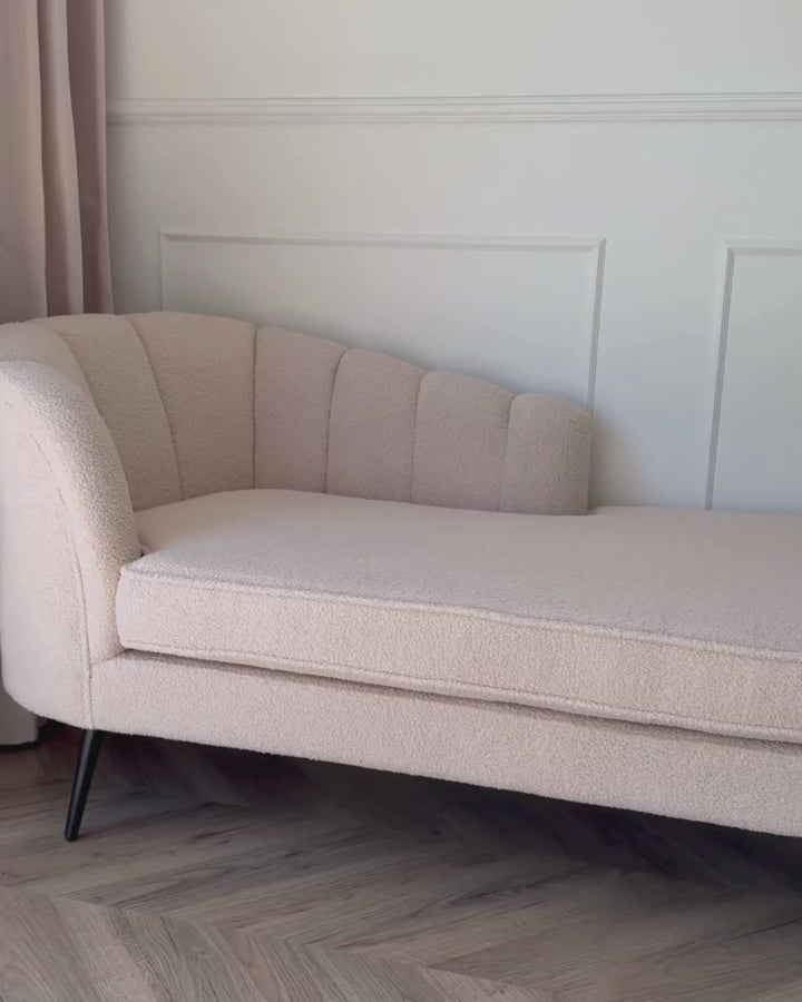 Left-Hand Chaise Lounge Boucle Light Beige Walters