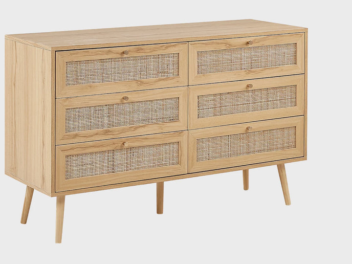 6 Drawer Chest Rattan Light Brown Caistor