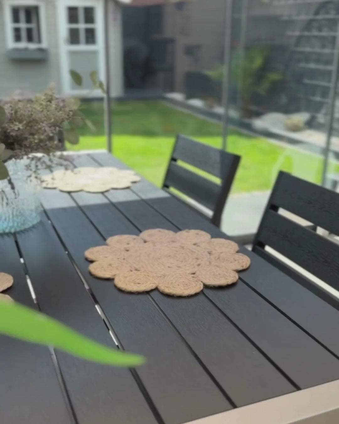 Vernio Garden Dining Table  180 cm 90 cm Metal Black/ Silver