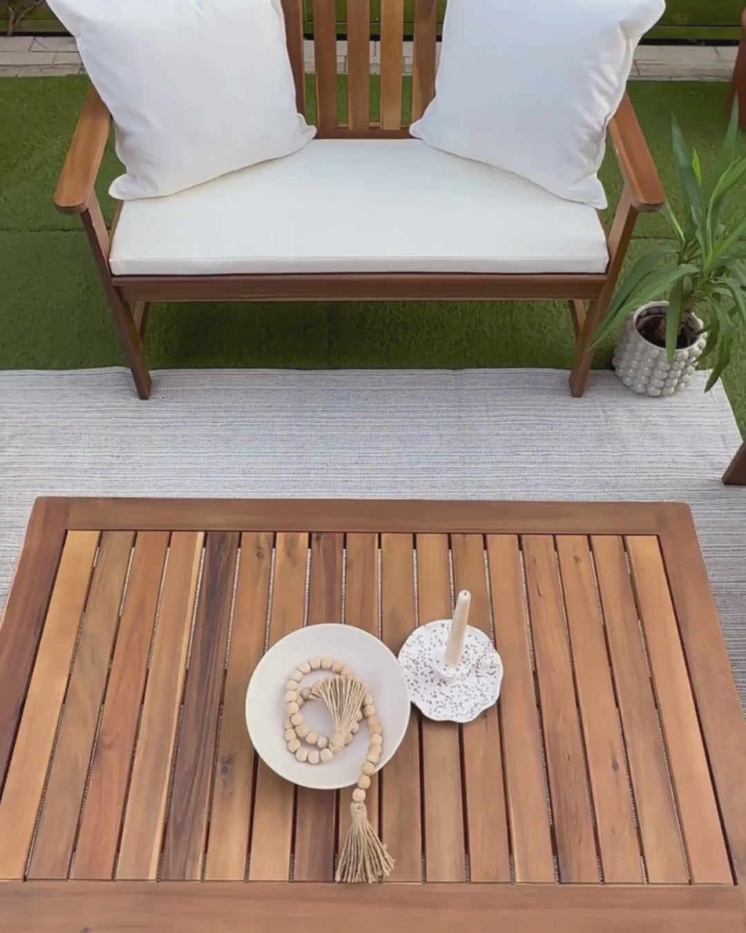 Altidona Garden Lounge Set with Table 4 Seater Acacia Wood Off-White