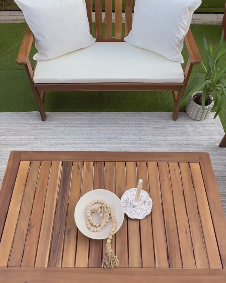 Altidona Garden Lounge Set with Table 4 Seater Acacia Wood Off-White
