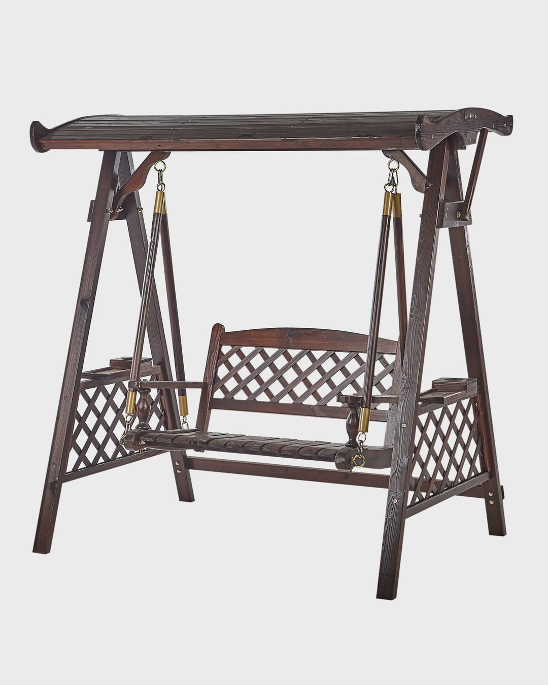 10/10/2025 Senarica Patio Swing Wood Dark Brown