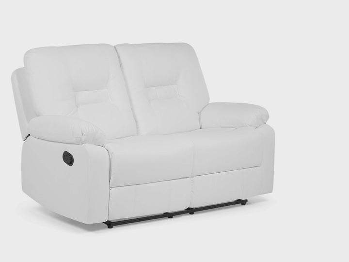 Bergen 2 Seater Faux Leather Manual Recliner Sofa White