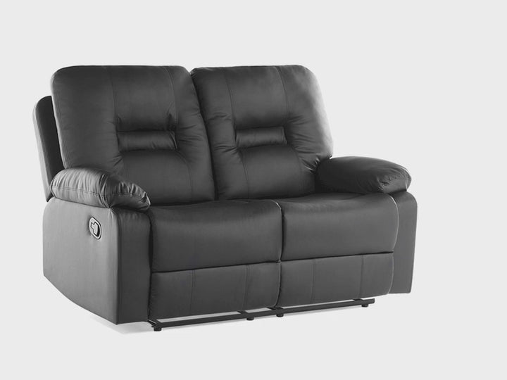 Bergen 2 Seater Faux Leather Manual Recliner Sofa Black