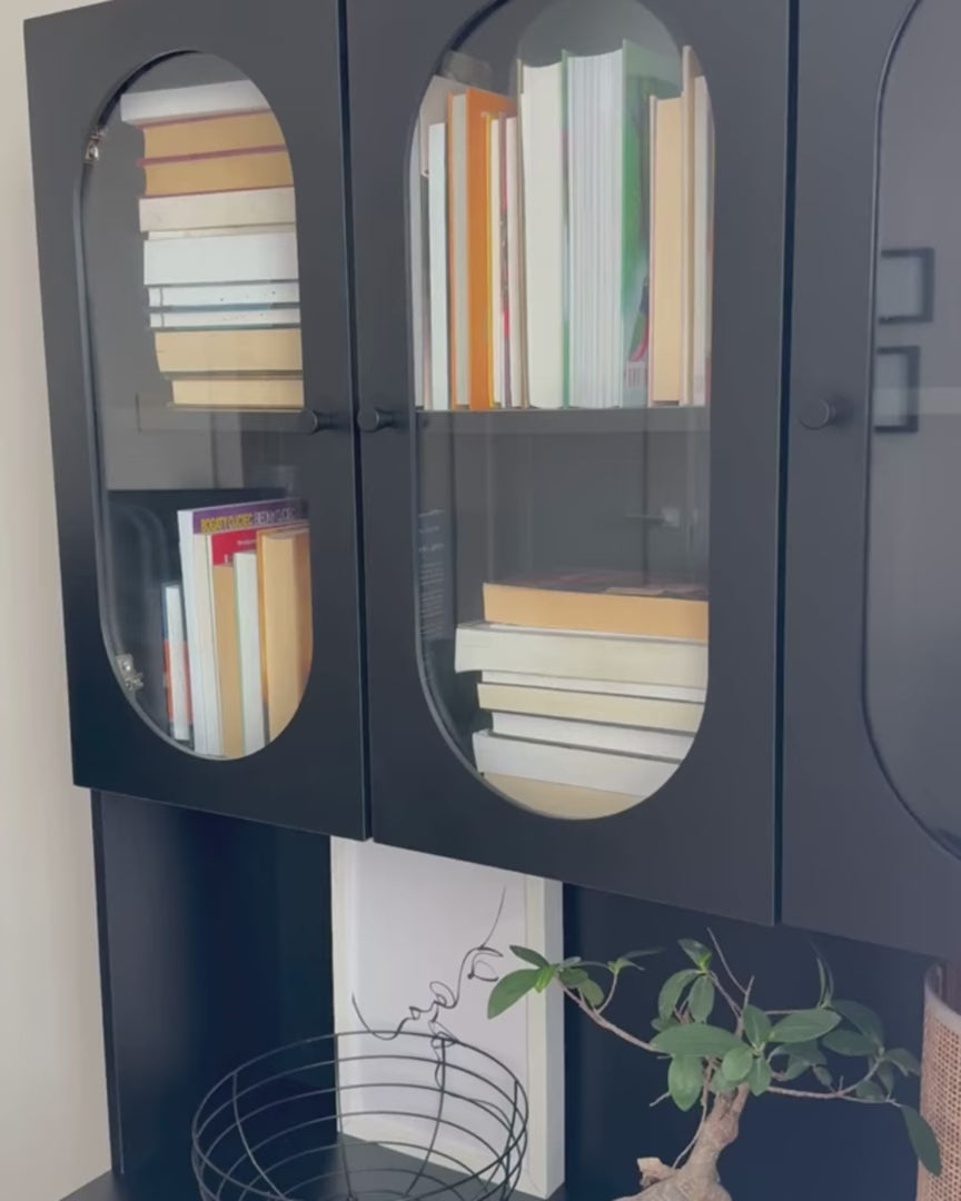 Glass Display Cabinet 100 cm Black Kinston