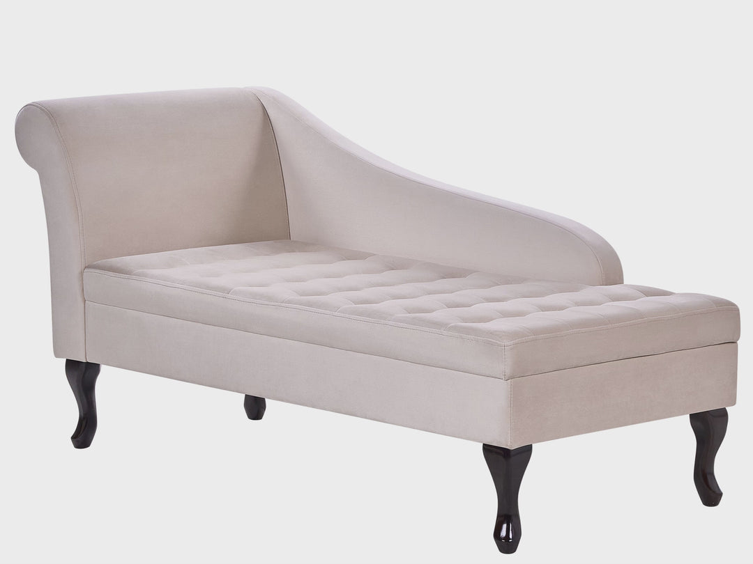 Pessac Left Hand Velvet Chaise Lounge with Storage Light Beige