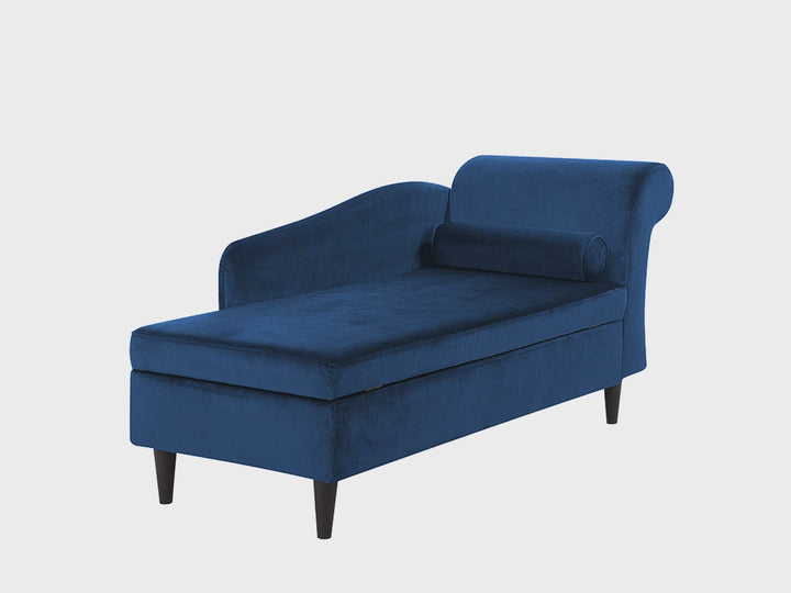 Luiro Right Hand Velvet Chaise Lounge Navy Blue