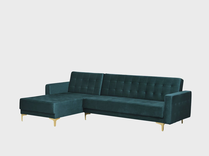 Aberdeen Right Hand Velvet Corner Sofa Teal