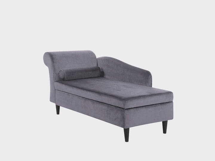 Luiro Left Hand Velvet Chaise Lounge Dark Grey