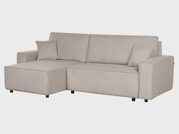 Abacka Sofa Bed Beige Corduroy Right Hand