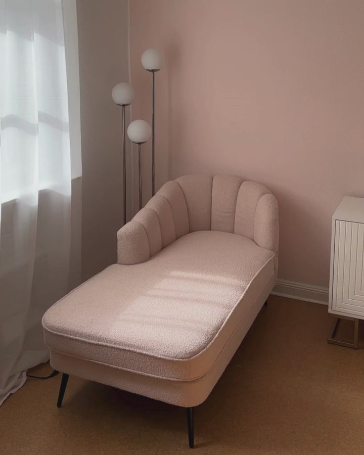Right-Hand Chaise Lounge Boucle Light Beige Walters