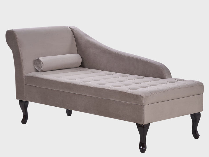 Pessac Left Hand Velvet Chaise Lounge with Storage Taupe