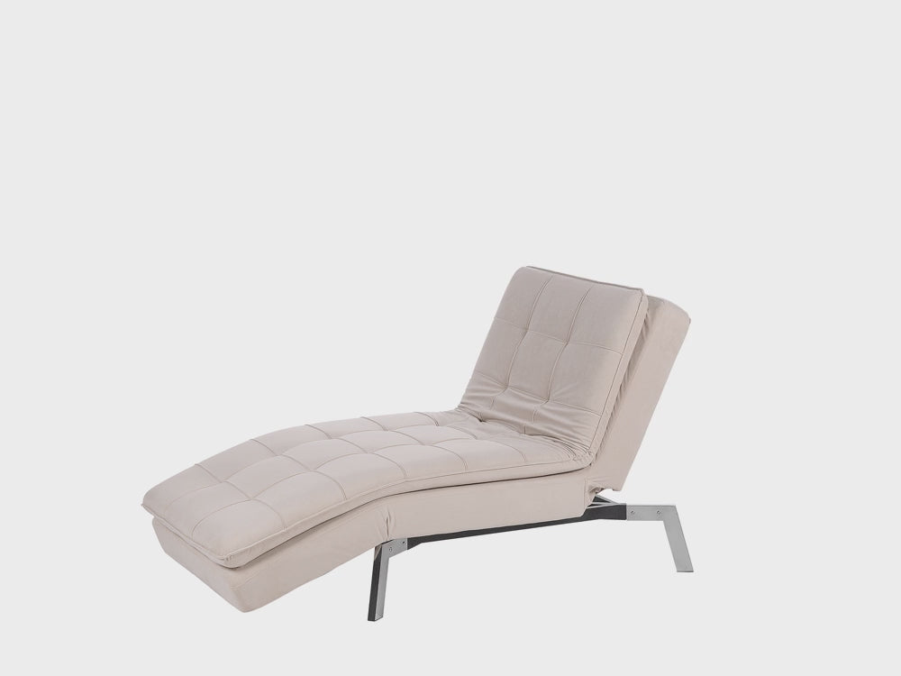 Loiret Velvet Chaise Lounge Beige