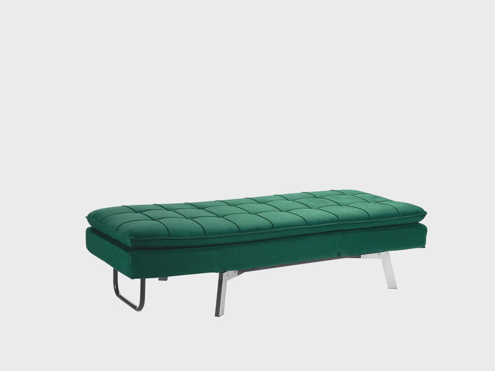 Loiret Velvet Chaise Lounge Emerald Green