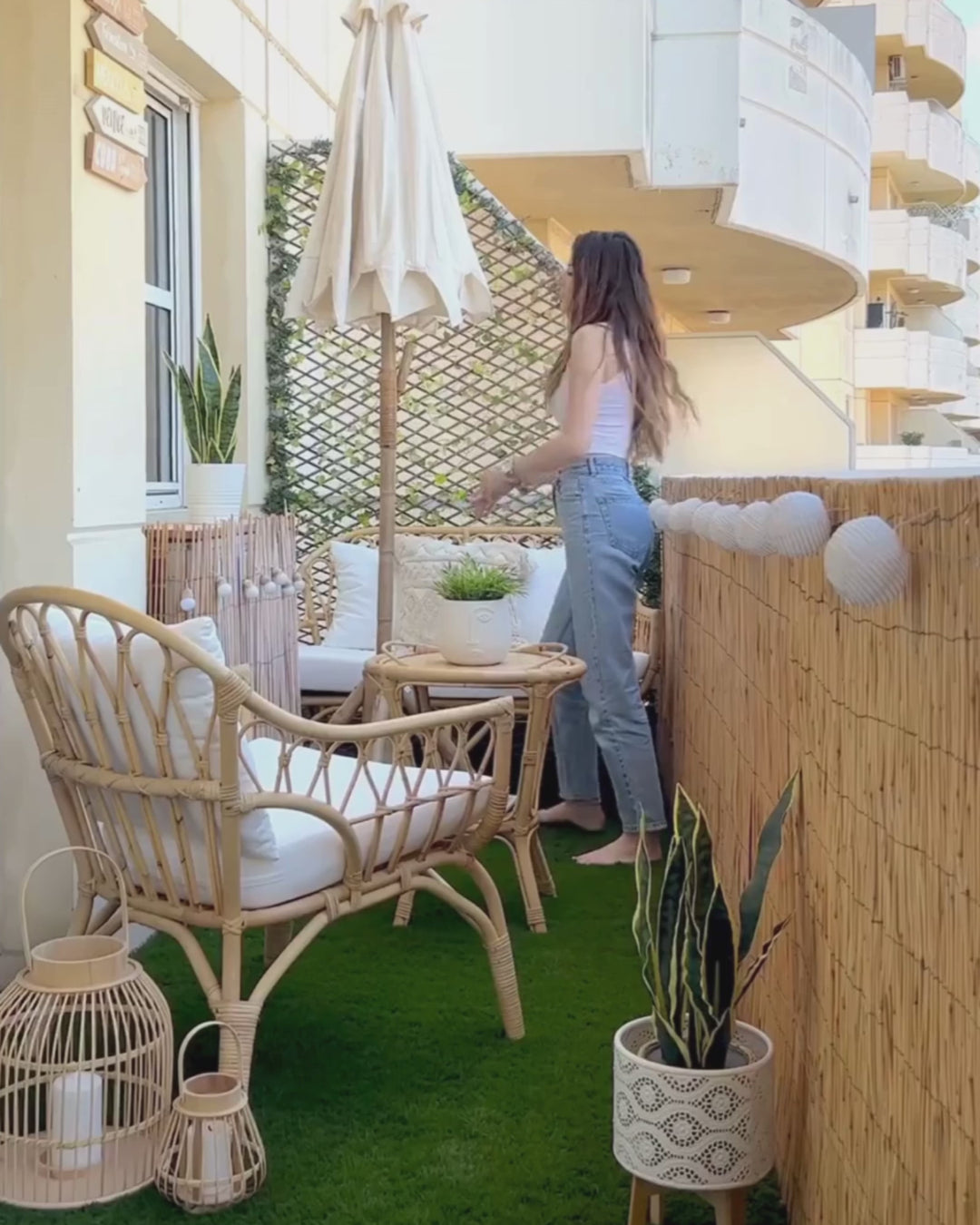 Sibari Garden Lounge Set with Table 4 Seater Rattan Natural