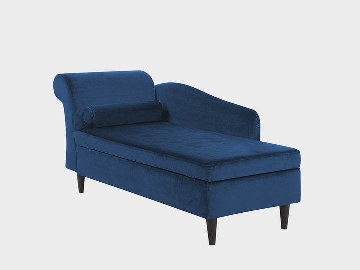 Luiro Left Hand Velvet Chaise Lounge Navy Blue