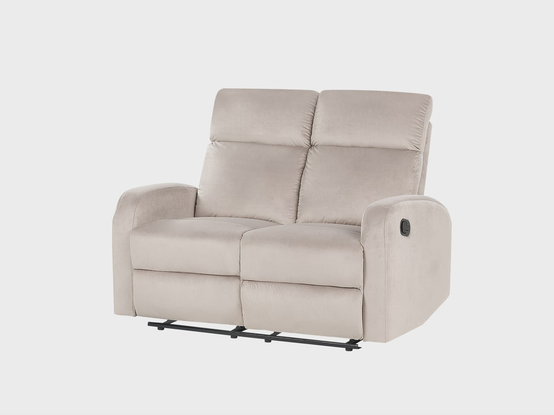 Verdal 2 Seater Velvet Manual Recliner Sofa Beige