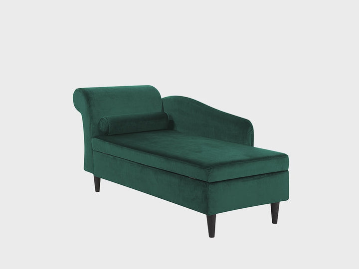 Luiro Left Hand Velvet Chaise Lounge Emerald Green