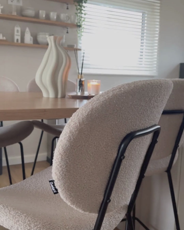 Set of 2 Bar Chairs Boucle Light Beige Comfortable Footrest Garvio