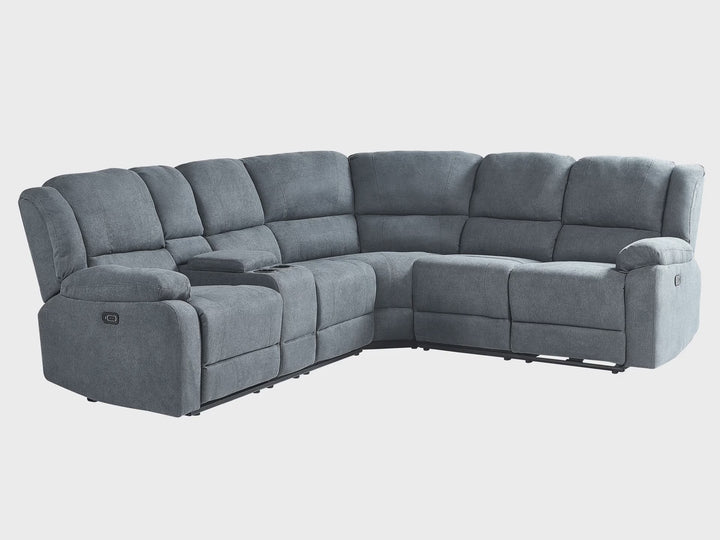 Corner Fabric Electric Recliner Sofa with USB Port Grey Rokke