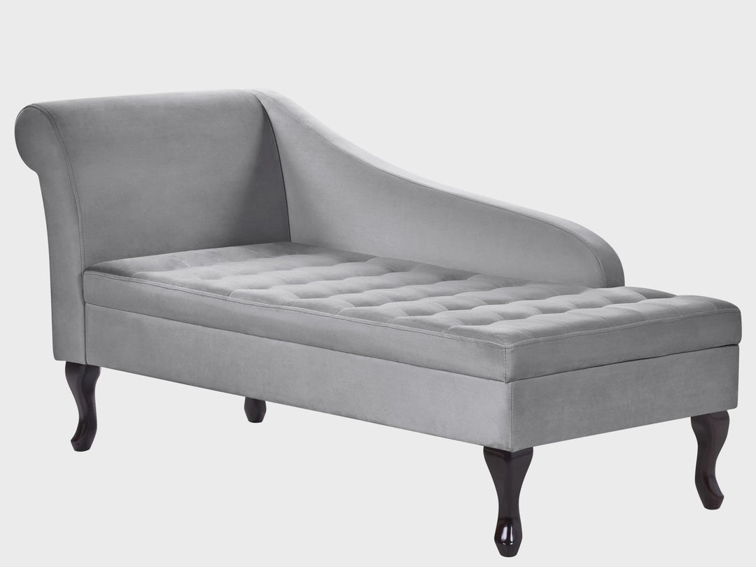 Pessac Left Hand Velvet Chaise Lounge with Storage Light Grey