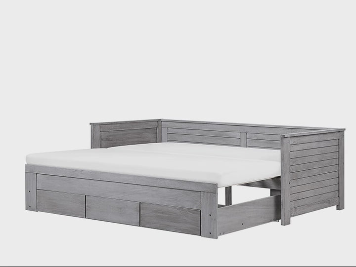 Bed with Storage Drawers Wood 90 x 200 cm Grey Codmar