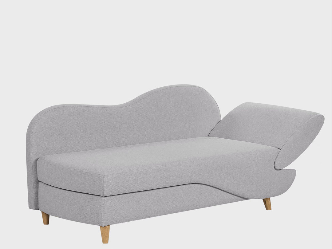 Right-Hand Chaise Lounge Faux Linen Light Grey with Storage Harriet