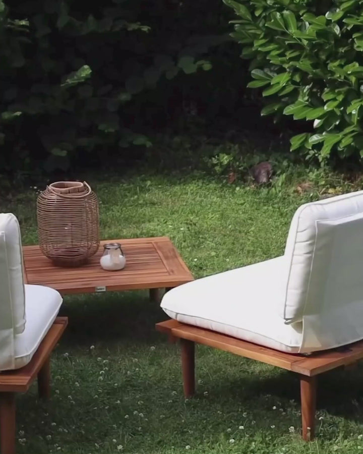 Frascati Garden Lounge Set with Table 2 Seater Certified Acacia Wood Light Grey