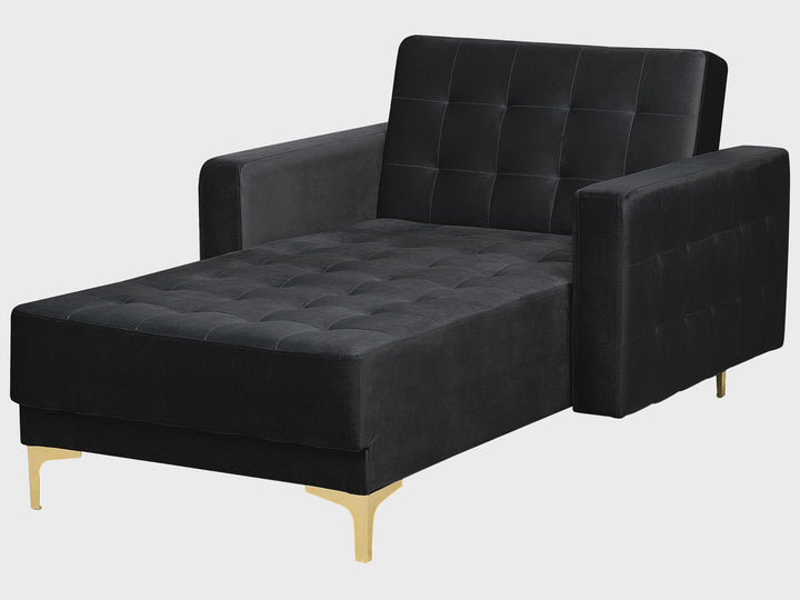 Aberdeen Velvet Chaise Lounge Black