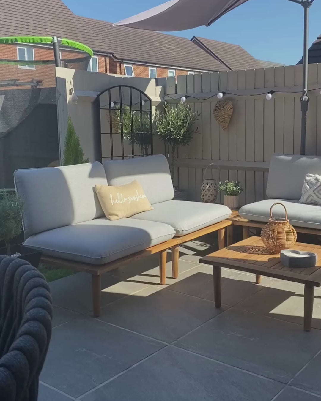 Frascati Garden Lounge Set with Table 2 Seater Certified Acacia Wood Light Grey