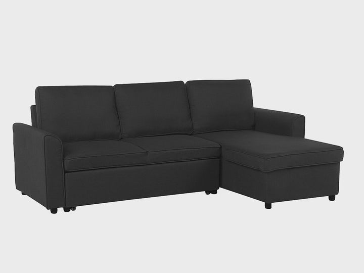 Nesna Left Hand Fabric Corner Sofa Bed with Storage Black