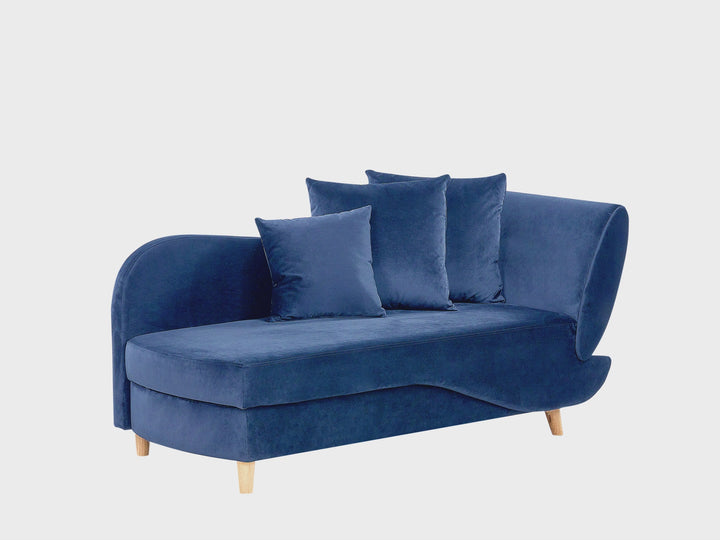 Meri II Right Hand Velvet Chaise Lounge with Storage Blue