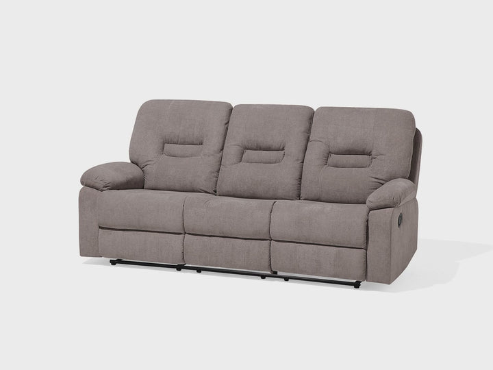 Bergen 3 Seater Fabric Manual Recliner Sofa Taupe Beige