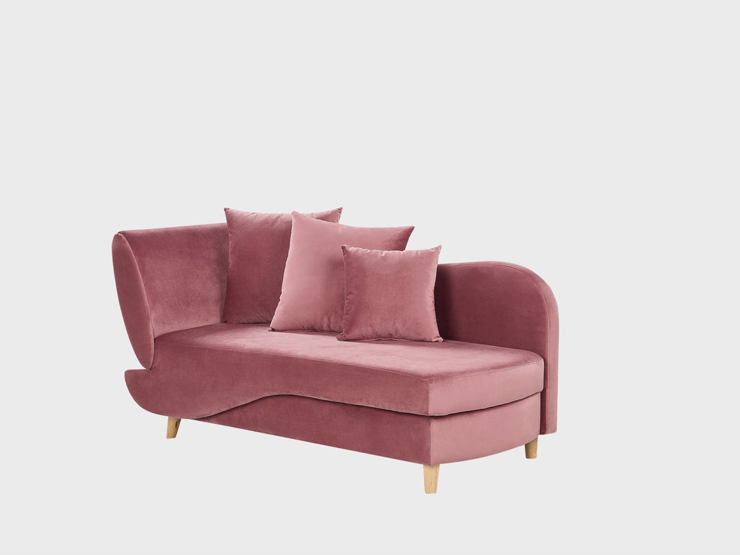 Meri II Left Hand Velvet Chaise Lounge with Storage Pink