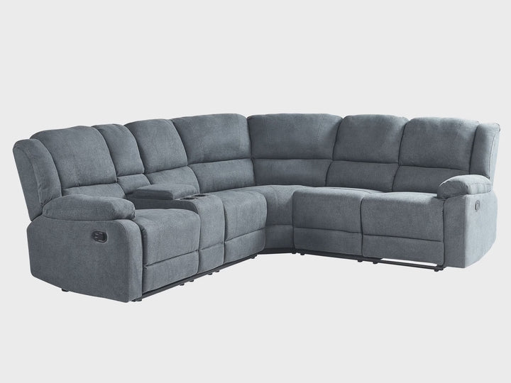 Rokke Corner Fabric Manual Recliner Sofa Grey