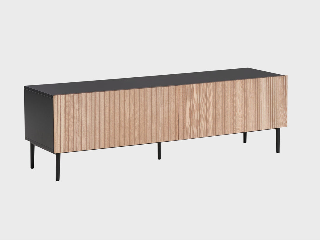 TV Stand Wood Natural Ash Wood Black Bratchell