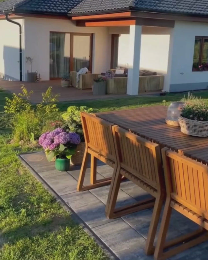 Sassari II Garden Dining Set 6 Seater Certified Acacia Wood Light Brown