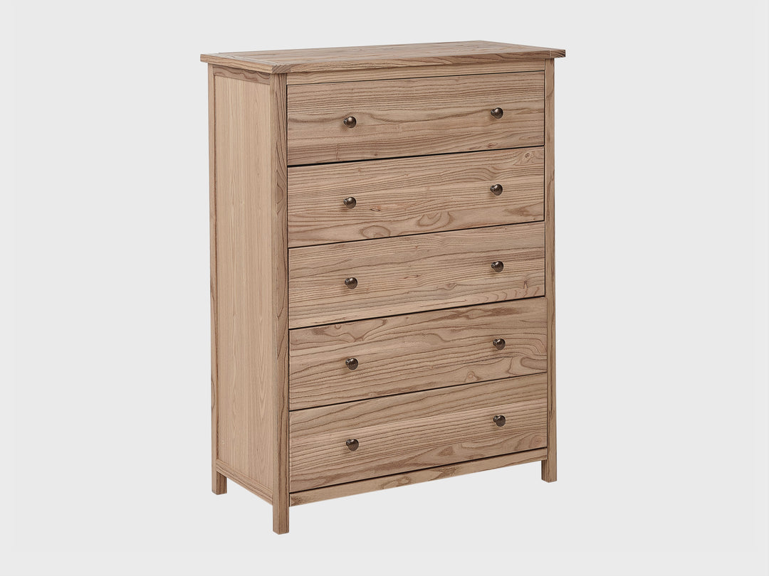 5 Drawer Chest Sassafras Wood Brown Ebern 85cm | Classic Design