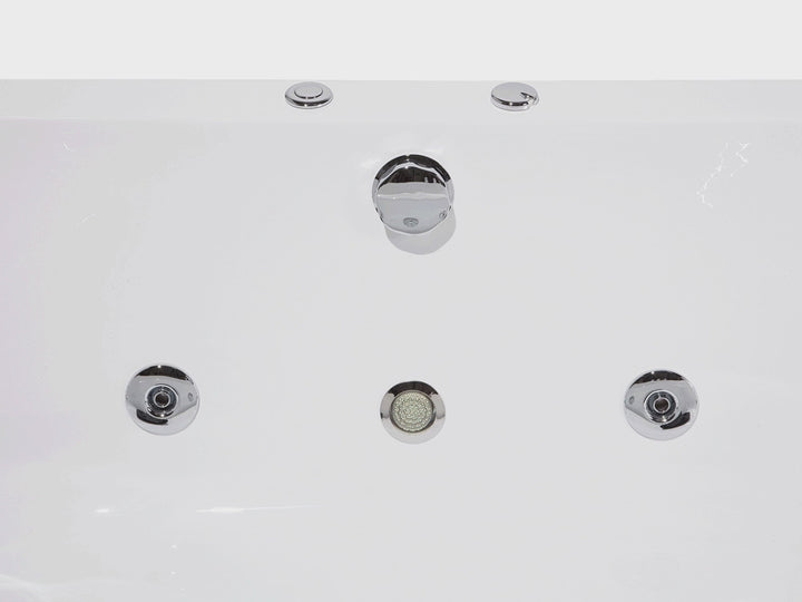 Whirlpool Corner Bath with LED 1400 x 1400 mm White Meves