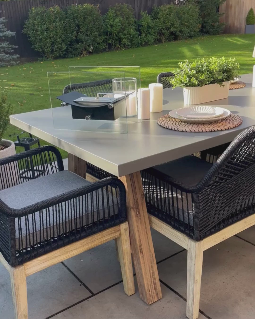 Tonnare Garden Dining Table 200 cm 100 cm Concrete Grey