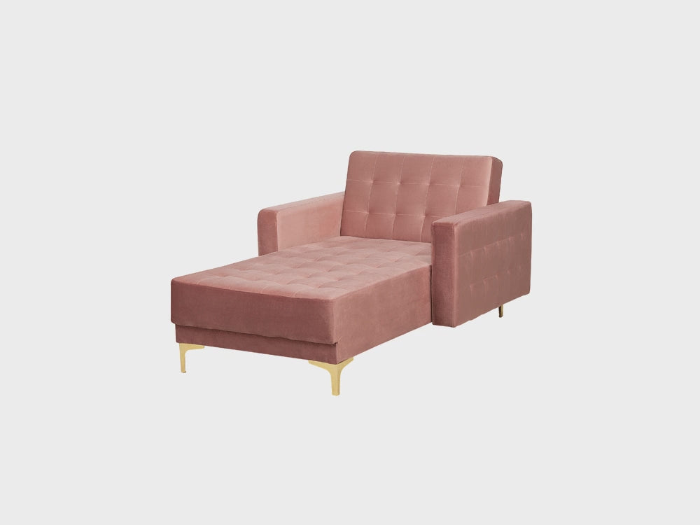 Aberdeen Velvet Chaise Lounge Pink