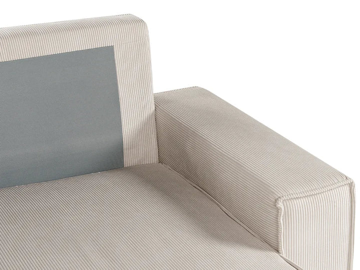 Corner Sofa Bed 3 Seater Corduroy Beige Left Hand Middale