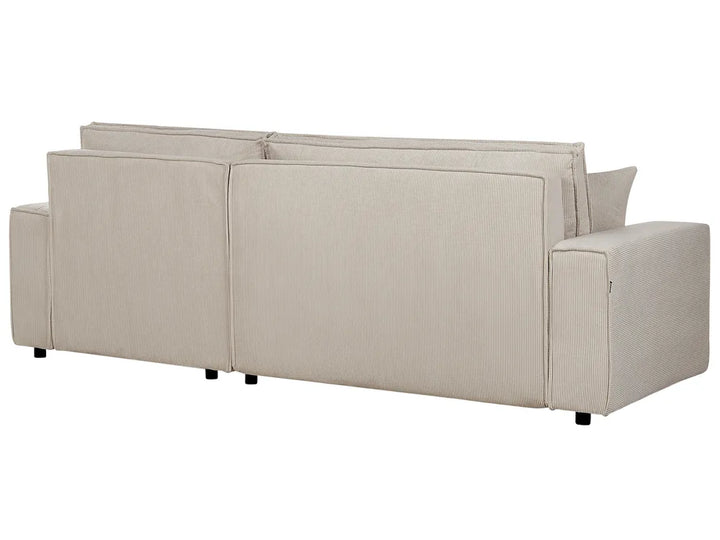 Corner Sofa Bed 3 Seater Corduroy Beige Left Hand Middale