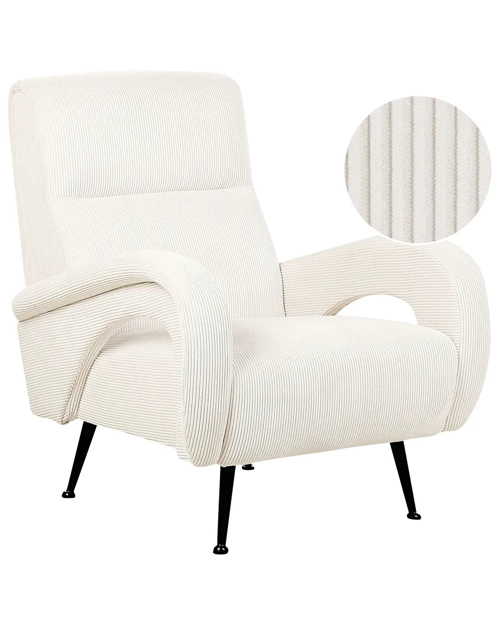 White armchair with a close-up detail on a white background
